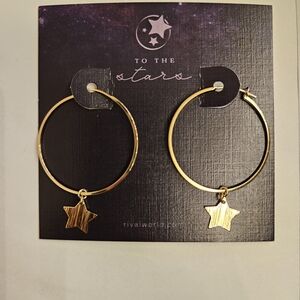 Gold Star Hoop Earrings by